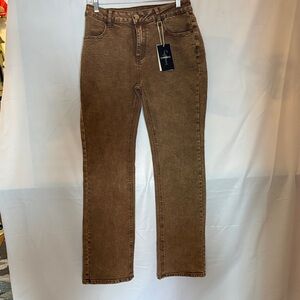 Elegant Tan Straight Leg Women's Jeans